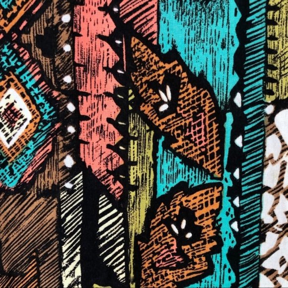 Vintage 90s Geometric Print Short Sleeve Button Up - Picture 4 of 7